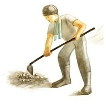 5.搬土工用畚箕、砂扒仔將礦石、砂石清除乾淨。